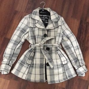 Off-White and Grey Pea Coat